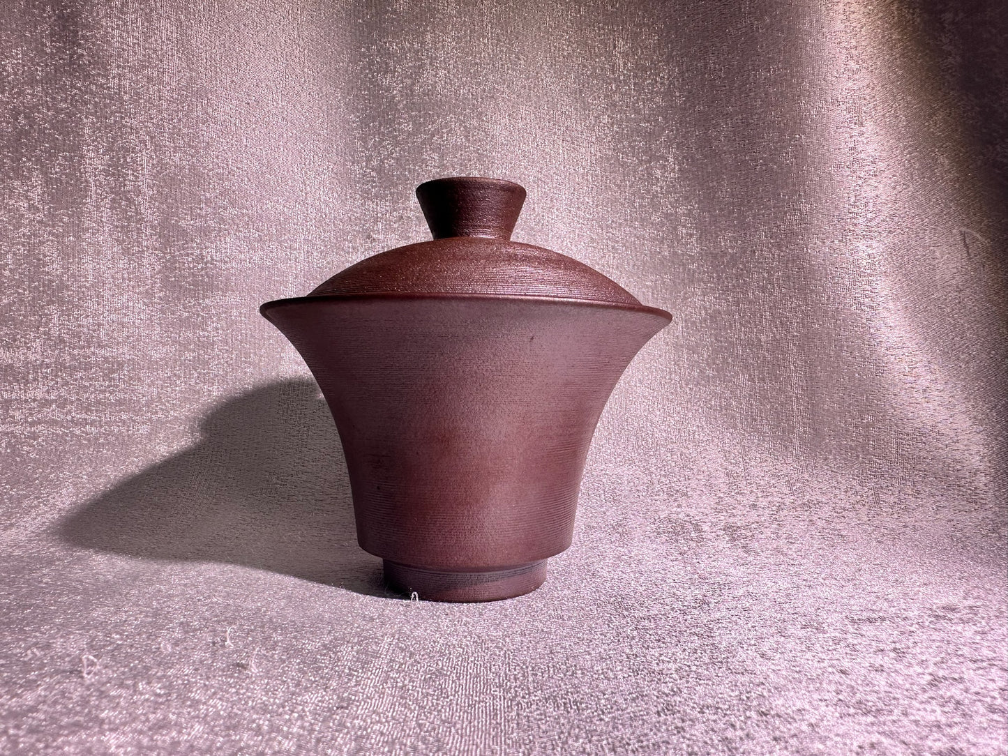 Unglazed 2-piece Gaiwan set open mouth shape, plain and unpolished