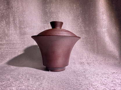 Unglazed 2-piece Gaiwan set open mouth shape, plain and unpolished