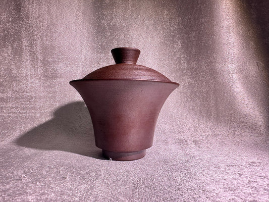 Unglazed 2-piece Gaiwan set open mouth shape, plain and unpolished