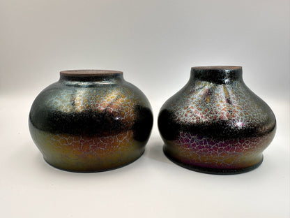 Black glaze purple oil droplet gourd shape double cup, TongMiXiong
