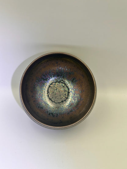 Black glaze mix colored rose gold oil droplet pattern tank shape cup, XuXiaoWei