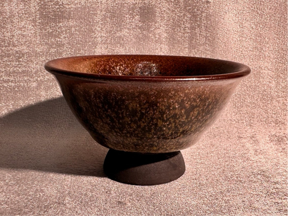 Cup14-Flower moon night pattern black glaze elegant high foot palace bow shape cup