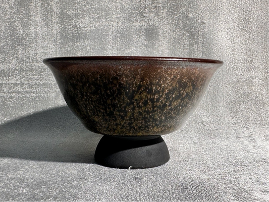 Cup14-Flower moon night pattern black glaze elegant high foot palace bow shape cup