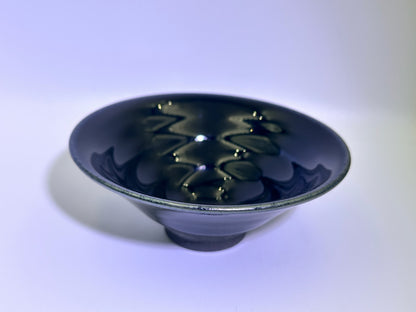 Reserved Cup11-Black golden glaze golden sand pattern spiral shape inside open mouth shape cup