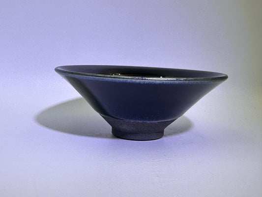 Reserved Cup11-Black golden glaze golden sand pattern spiral shape inside open mouth shape cup