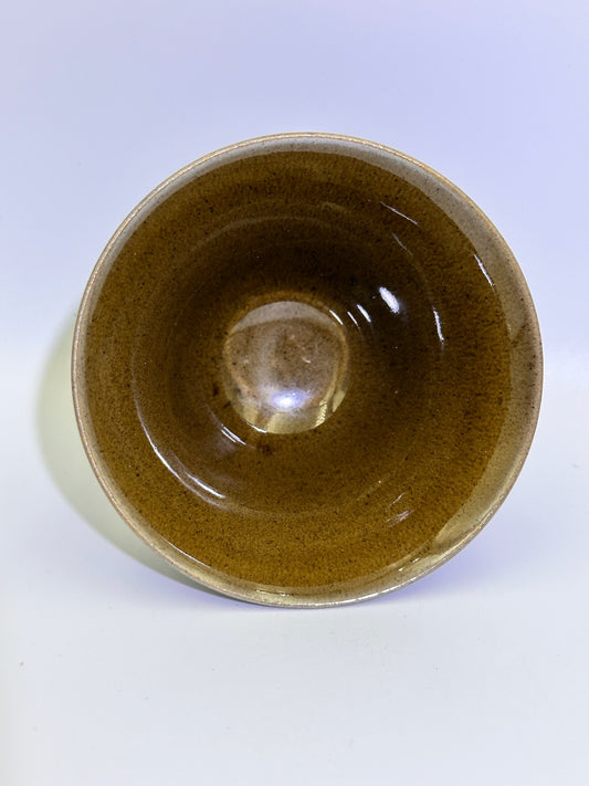 Tea foam color jade-like glaze, ice crackles thin clay body bell shape cup