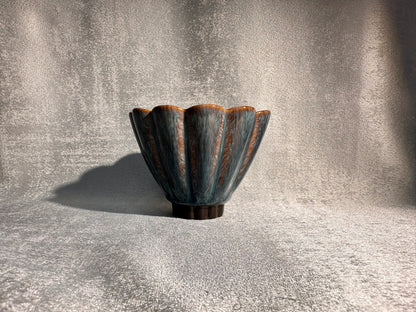 Elegant flower shape tenmoku cup with rabbit fur pattern by YouChao