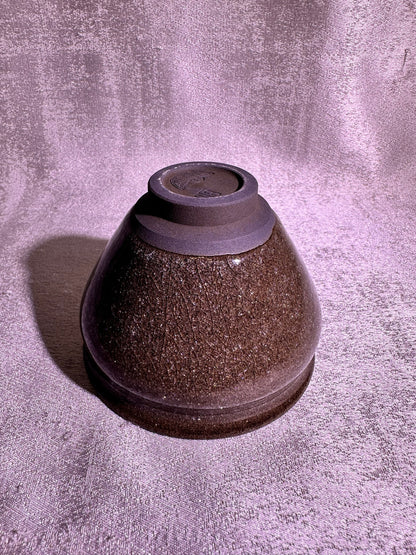 Cup25-Tea foam glaze with ice-like crackles and crab-eye bubble droplets tied mouth shape cup