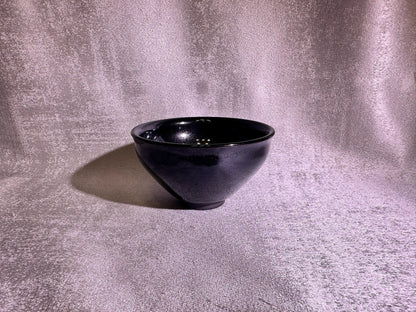 Cup8-Black gold glaze snow flake oil droplets pattern tied mouth shape by WangZhangLiang