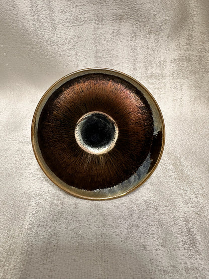 Fully glazed black gold glaze golden oil droplet pattern straw hat shape (douli) cup