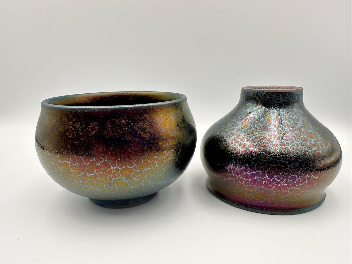Black glaze purple oil droplet gourd shape double cup, TongMiXiong
