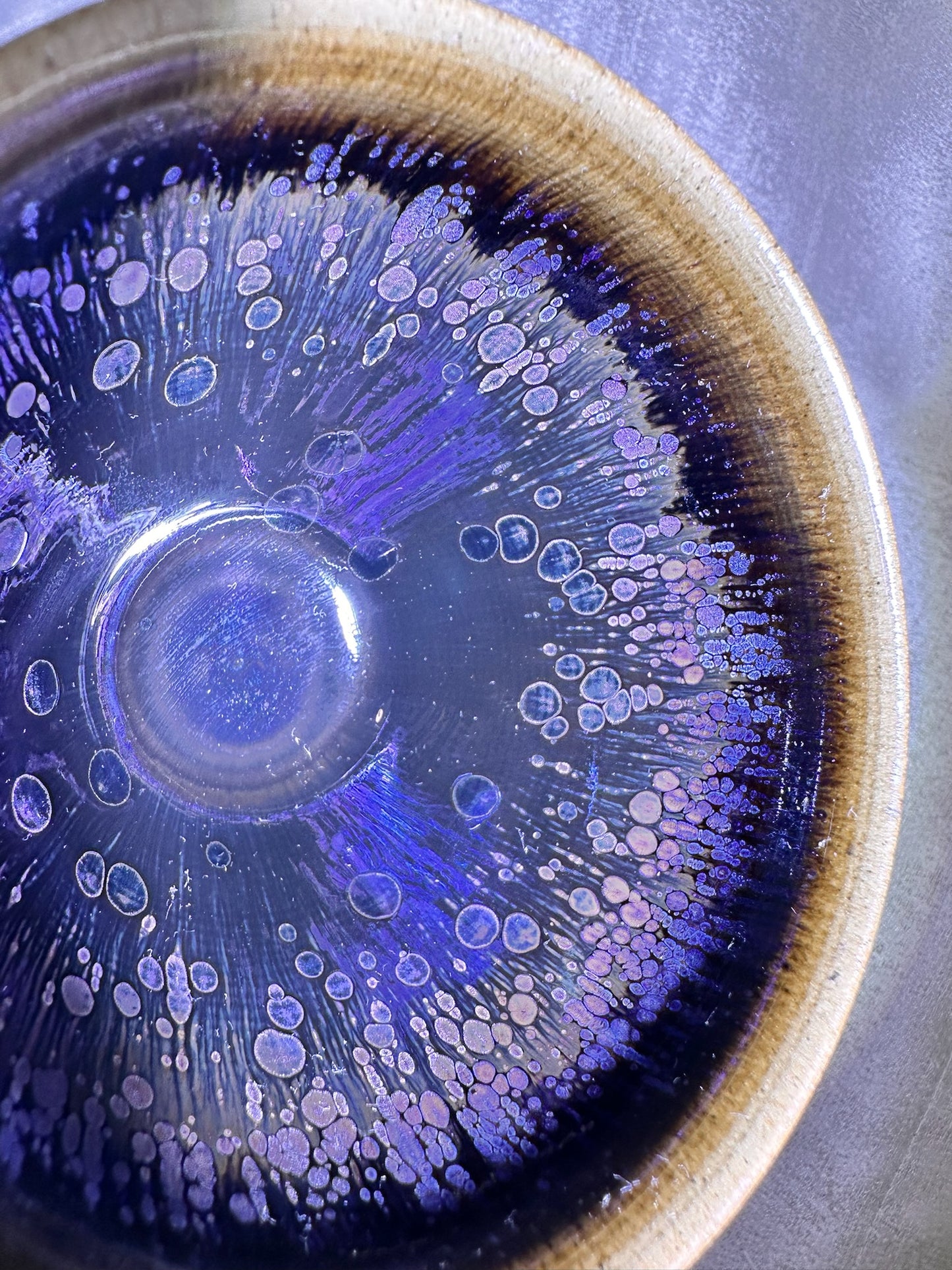 Dark purple glaze dazzling Yohen pattern unique tied mouth shape