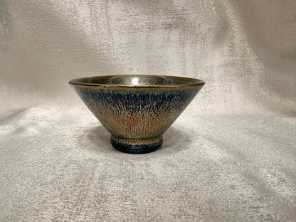 Fully glazed black gold glaze golden oil droplet pattern straw hat shape (douli) cup