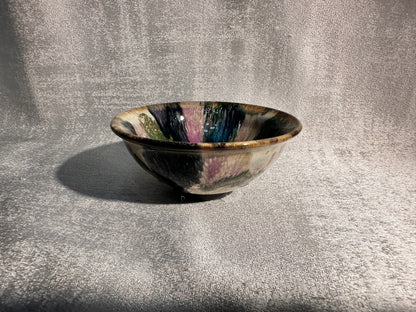 Purple green magenta mountain river scenery glaze official’s hat shape cup by YouChao