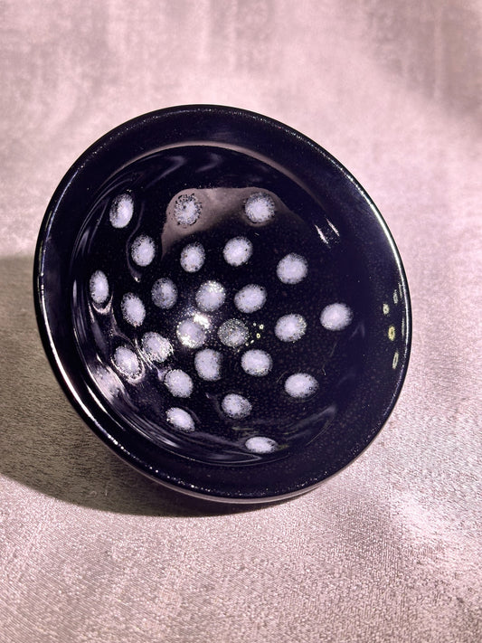 Cup7-Black glaze snow flake oil droplet and pearl pattern official’s hat shape cup by WangZhangLiang