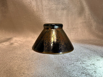 Fully glazed black gold glaze golden oil droplet pattern straw hat shape (douli) cup