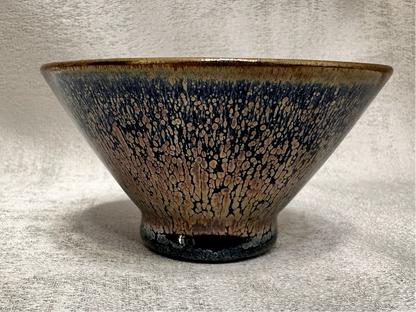 Fully glazed black gold glaze rose gold oil droplet pattern straw hat shape (douli) shape cup