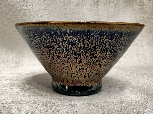Fully glazed black gold glaze rose gold oil droplet pattern straw hat shape (douli) shape cup