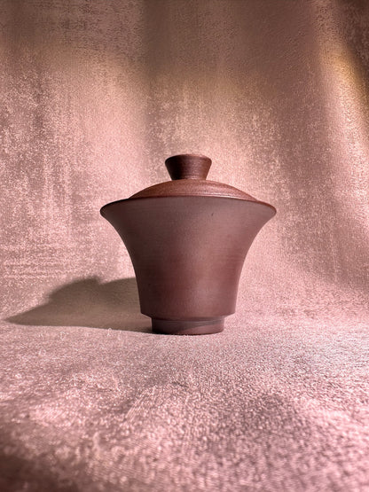 Unglazed 2-piece Gaiwan set open mouth shape, plain and unpolished