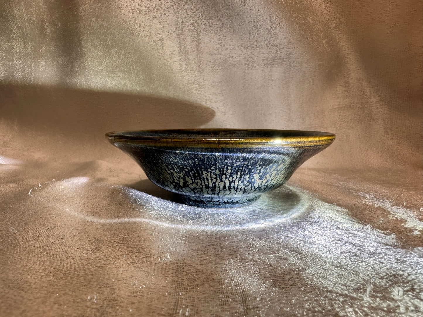 Fully glazed black gold glaze golden oil droplet pattern oil lamp shape cup