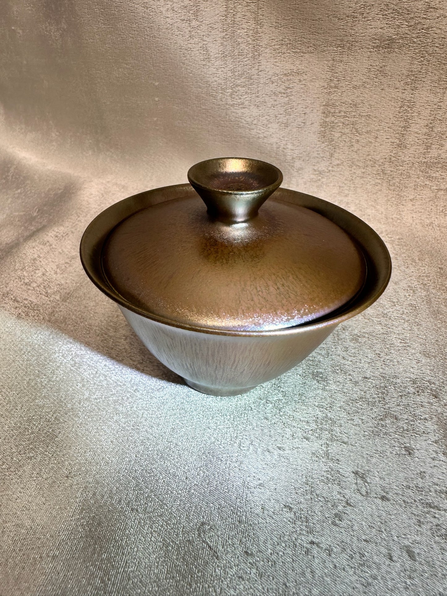 Rose gold glaze hare’s fur 2-piece Gaiwan set, super thin clay body