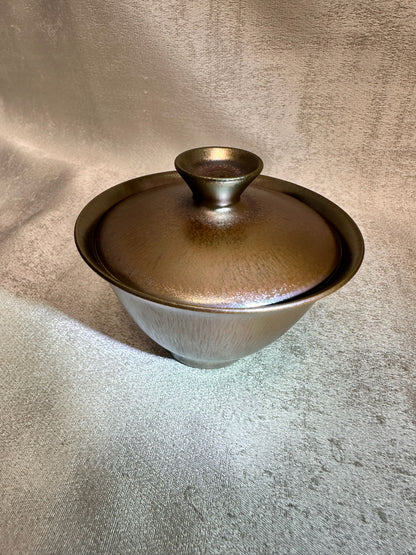 Rose gold glaze hare’s fur 2-piece Gaiwan set, super thin clay body
