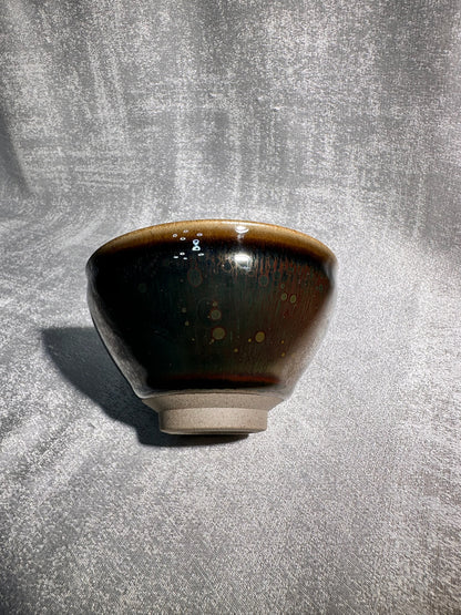 Cup13-Red halo oil droplet Yohen glaze blue hare’s fur Tied mouth Jianzhan cup