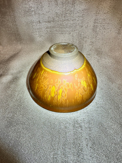 Orange glaze yellow orange hare’s fur and crystallized flower pattern tied mouth shape cup, GuPanHong