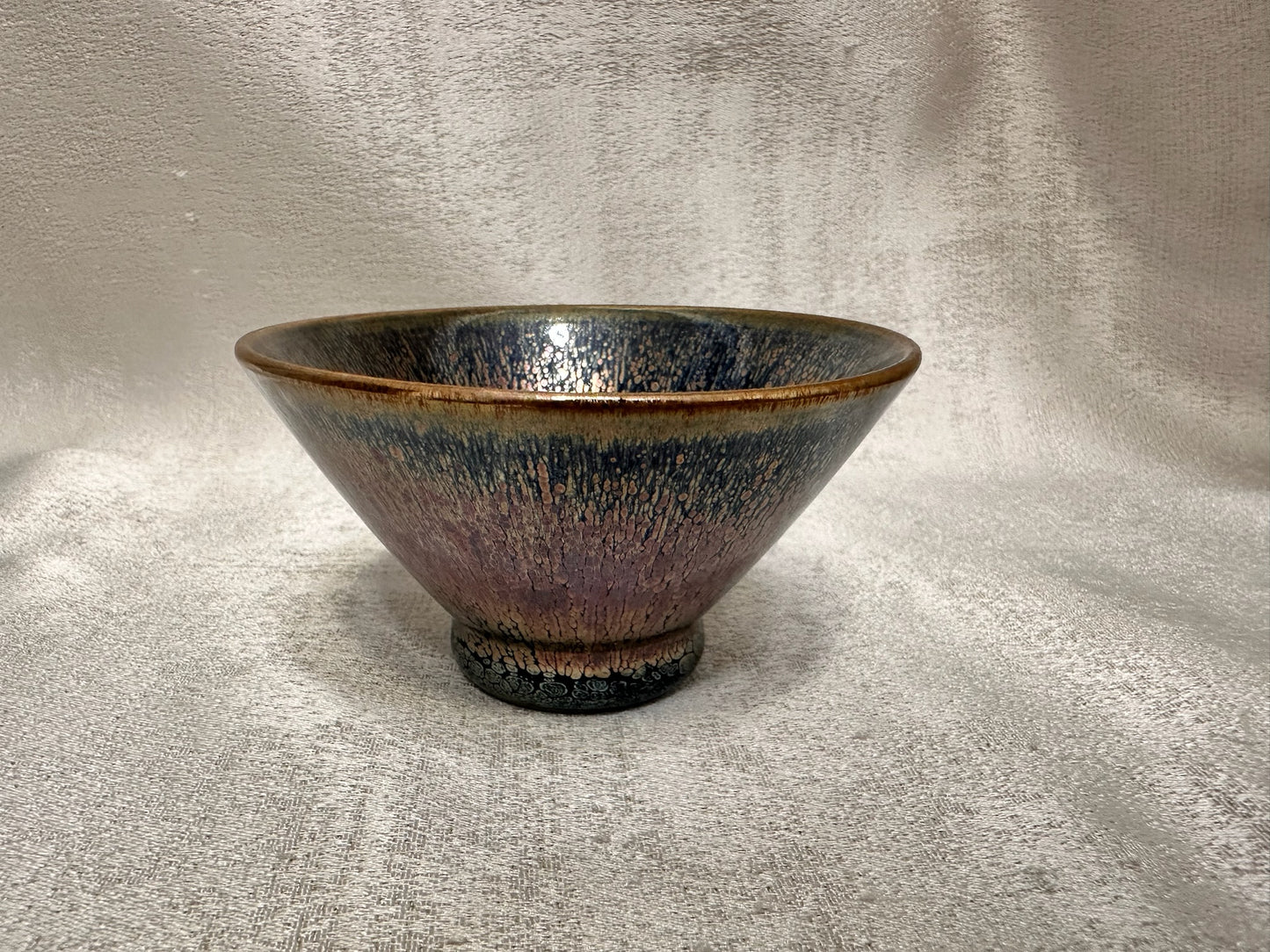 Fully glazed black gold glaze rose gold oil droplet pattern straw hat shape (douli) shape cup