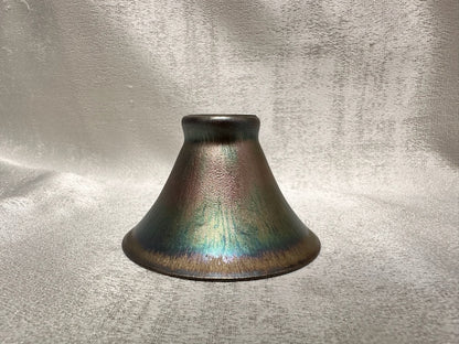 Super thin iron-rich clay body, rose gold glaze multi colored hare’s fur flared mouth shape cup
