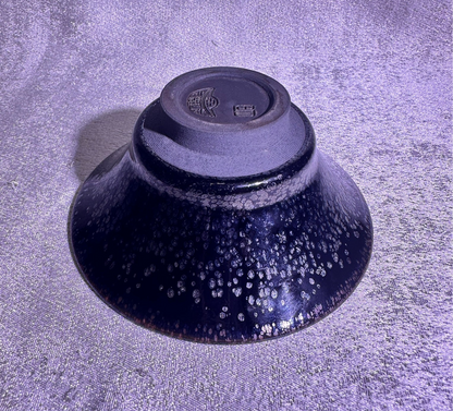 Cup23-Black gold glaze oil droplet pattern copper rim flared mouth shape cup home decoration by YeShiMing