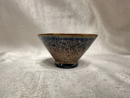 Fully glazed black gold glaze rose gold oil droplet pattern straw hat shape (douli) shape cup