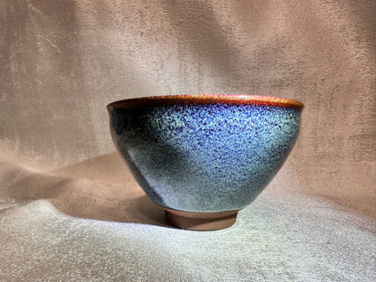 Black glaze blue snow flake pattern ox-blood red rim tied mouth shape, JinChangXing