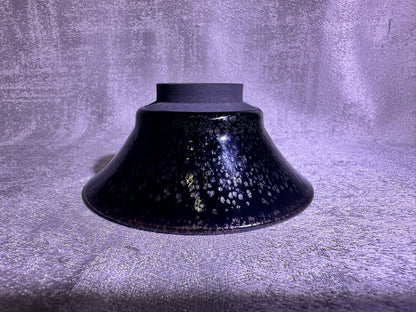 Cup23-Black gold glaze oil droplet pattern copper rim flared mouth shape cup home decoration by YeShiMing