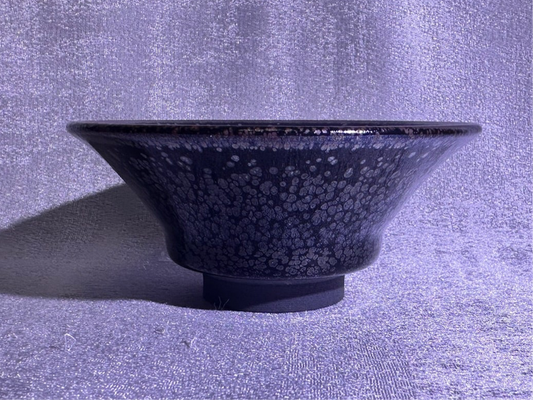 Cup23-Black gold glaze oil droplet pattern copper rim flared mouth shape cup home decoration by YeShiMing