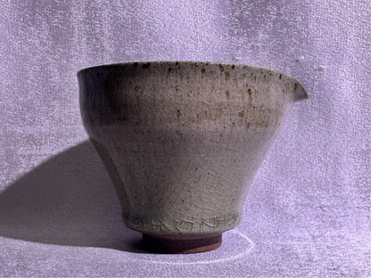 Elegant jade-like tea foam color glaze tea sharing cup, aged mud clay body, YangFeiYan