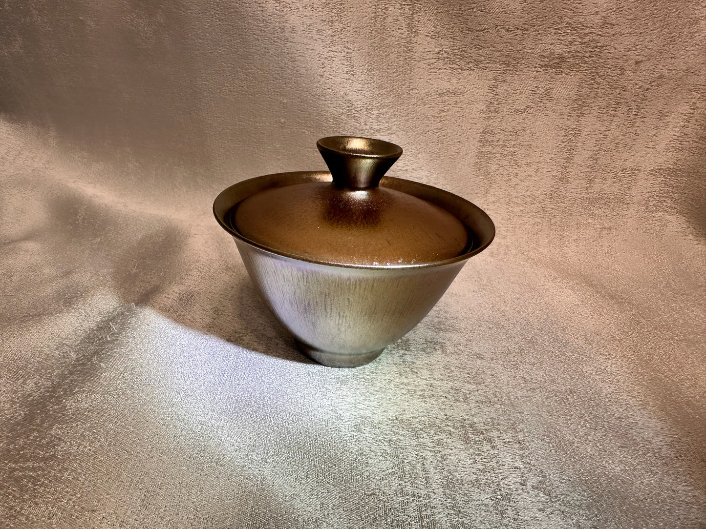 Rose gold glaze hare’s fur 2-piece Gaiwan set, super thin clay body