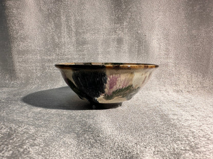 Purple green magenta mountain river scenery glaze official’s hat shape cup by YouChao