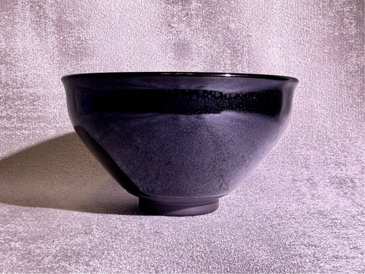 Cup8-Black gold glaze snow flake oil droplets pattern tied mouth shape by WangZhangLiang