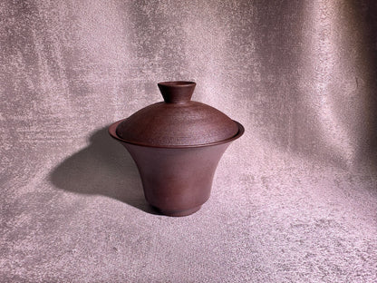 Unglazed 2-piece Gaiwan set open mouth shape, plain and unpolished