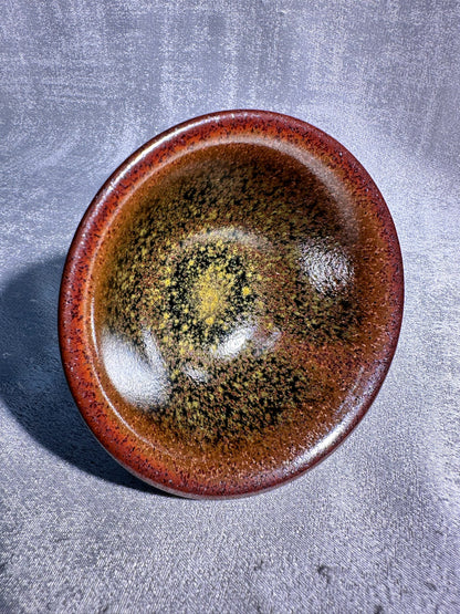 Cup14-Flower moon night pattern black glaze elegant high foot palace bow shape cup