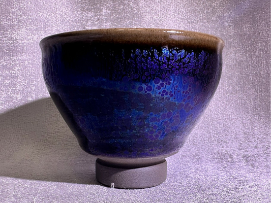 Black blue glaze dazzling Yohen pattern unique tied mouth shape, YouGuanWei