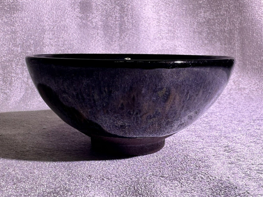 Reserved Cup9-Black glaze kiln transformed mix color flame pattern flat mouth shape cup by WangZhangLiang
