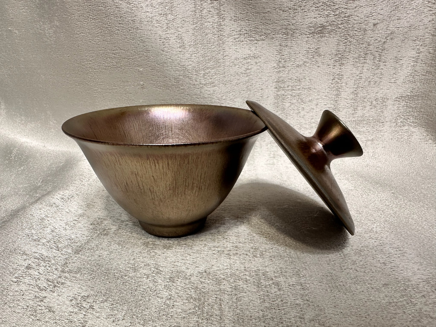 Rose gold glaze hare’s fur 2-piece Gaiwan set, super thin clay body