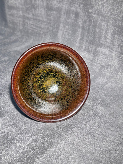 Cup14-Flower moon night pattern black glaze elegant high foot palace bow shape cup