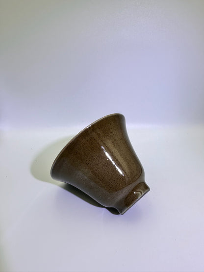 Tea foam color jade-like glaze, ice crackles thin clay body bell shape cup