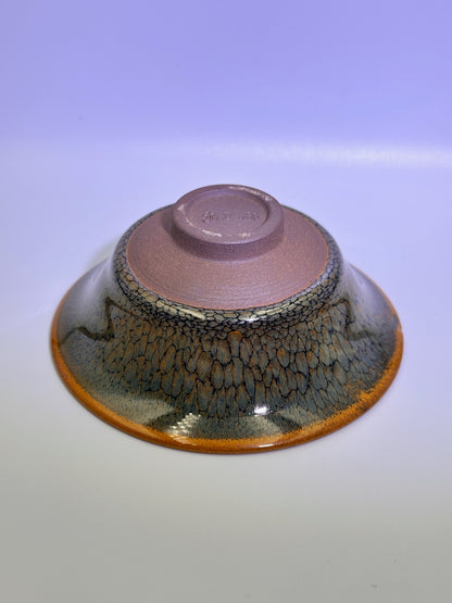 Black gold glaze green partridge oil droplet pattern with golden rim flared mouth shape cup