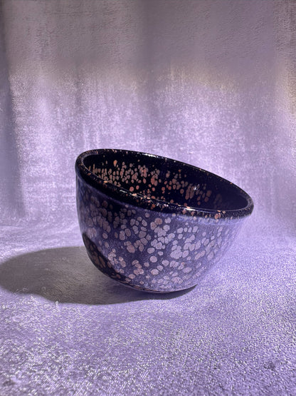 Cup20-Beautiful black glaze with orange and yellow oil droplet pattern XinYun Master bowl shape tea cup by YeShiMing