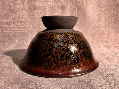 Cup14-Flower moon night pattern black glaze elegant high foot palace bow shape cup