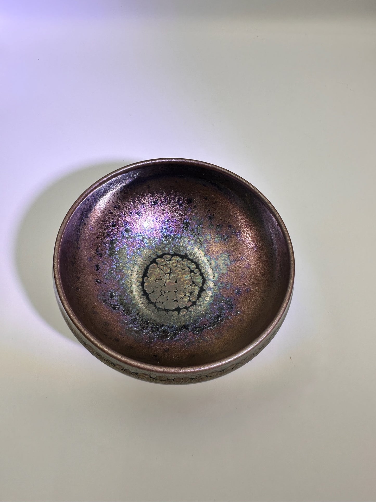 Black glaze mix colored rose gold oil droplet pattern tank shape cup, XuXiaoWei